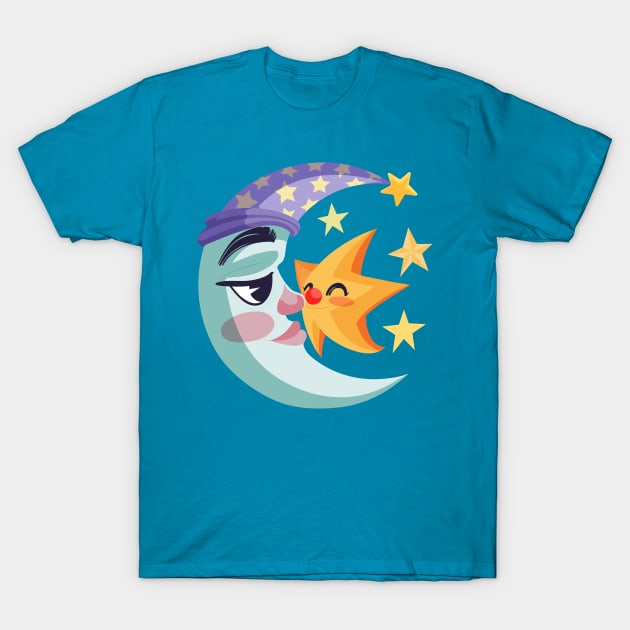 Moon Star Kiss T-Shirt by Mako Design 